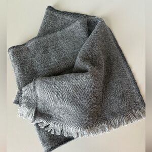 Faribault Woolen Mill Gray Herringbone Wool Scarf Made in USA